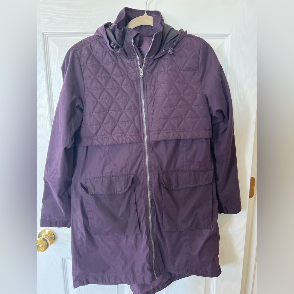 *needs repair* Mondetta Purple Quilted Jacket with Detachable Hood – Size Small